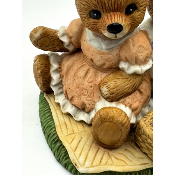 Home Interiors Gifts Picnic Bears Figurine #1421 Spring Summer Outdoors Vintage - Picture 7 of 10
